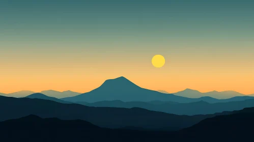 Serene Mountain Range at Sunset