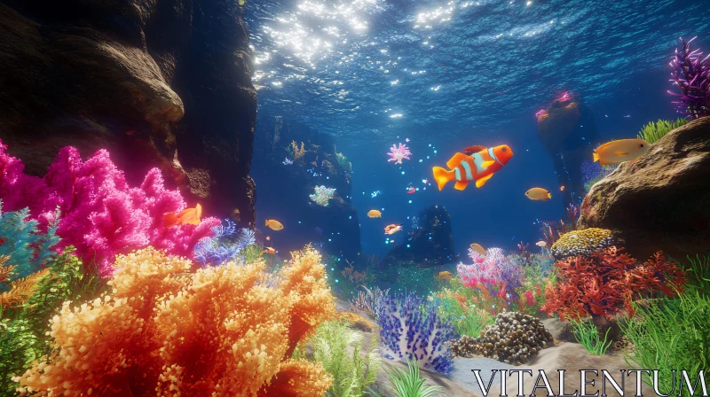 AI ART Underwater Marine Life with Clownfish