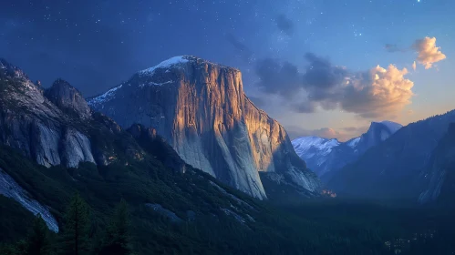 Starry Mountain Range at Night