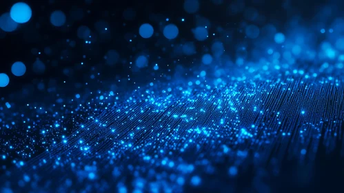 Digital Blue Particle Field Illustration