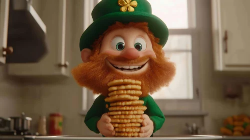 Happy Leprechaun with Cookies