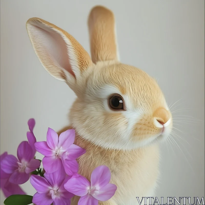 Rabbit with Purple Blossoms AI Image