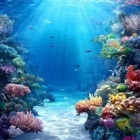 Oceanic Reef with Sunrays