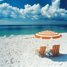 Seaside Relaxation with Orange Accents