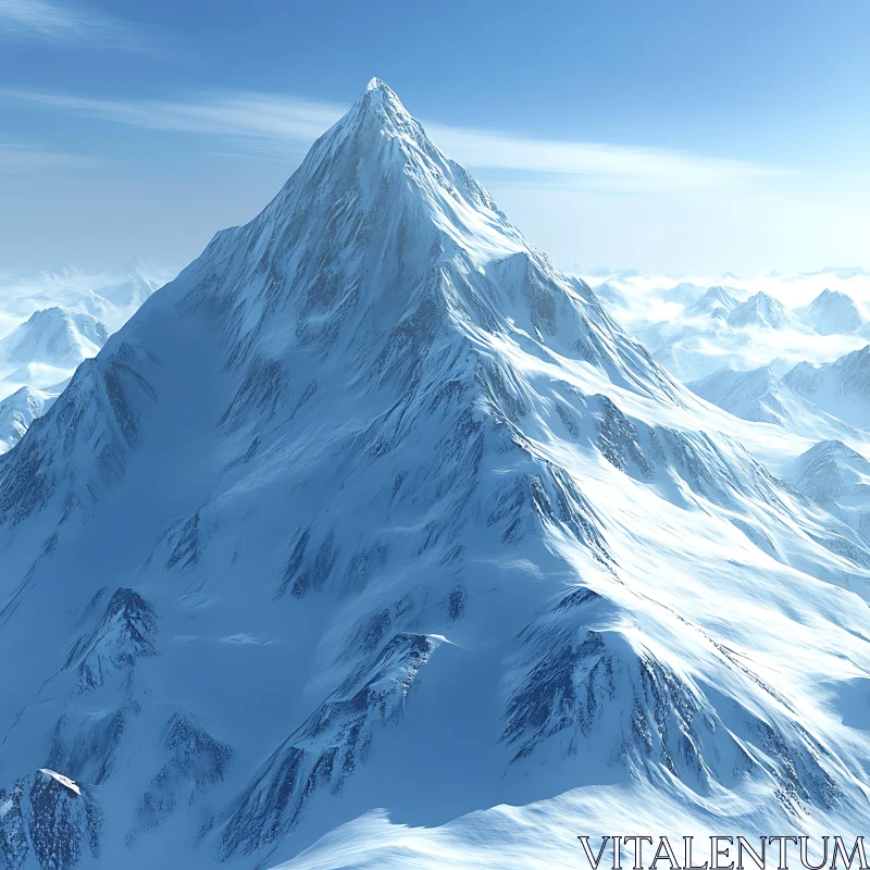 AI ART Majestic Mountain Range Under Blue Sky