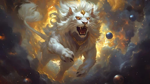 Fiery Lion of the Heavens Art