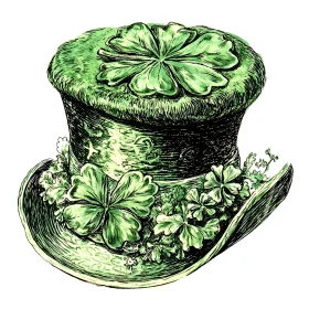 Lucky Green Hat with Shamrocks