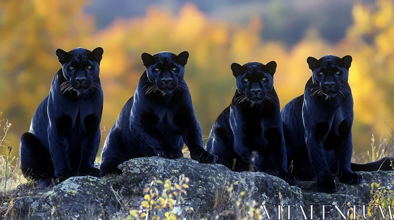 Panthers on the rocks AI Image