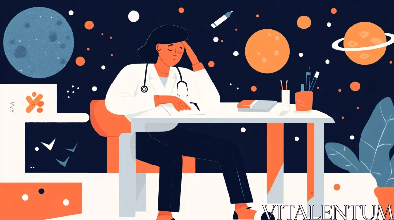 AI ART Stylized Doctor in Space Illustration