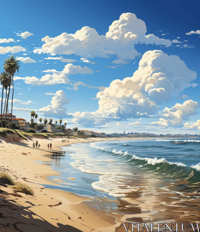 AI ART Peaceful Coastal Scene with Blue Skies