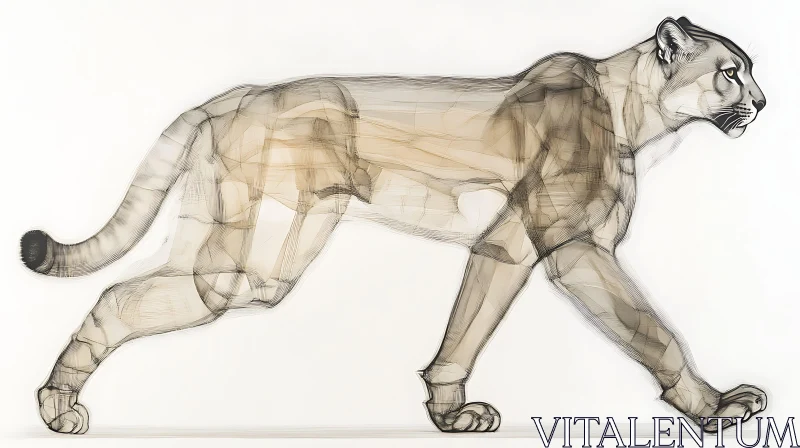 AI ART Puma Drawing: Striking Big Cat Portrait