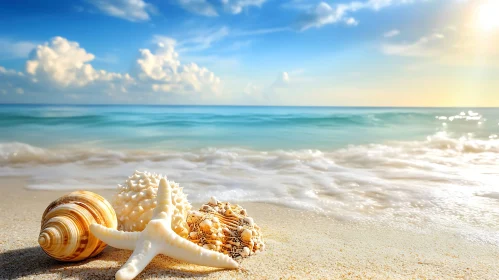 Seashells on Sandy Beach