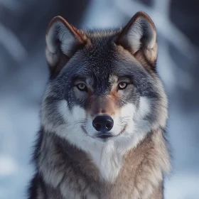 Detailed Wolf Face Close-Up