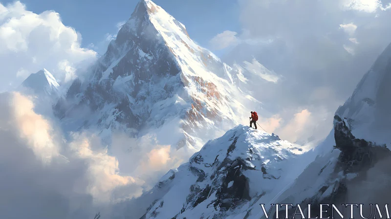 Ascent to the Peak: A Mountain Climber's Journey AI Image