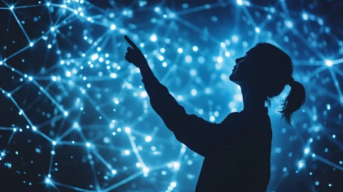 Silhouette with Glowing Connections