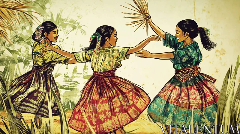 Women Dancing in Traditional Dress AI Image