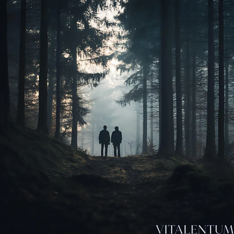 Mystical Forest Silhouettes at Twilight AI Image