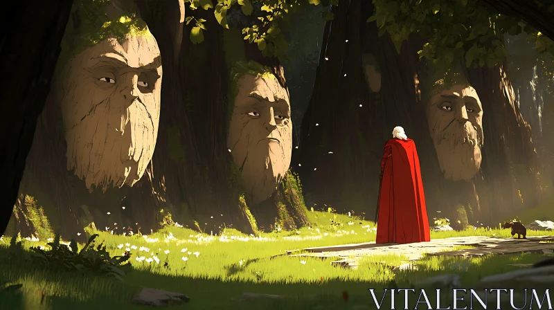 AI ART Forest Guardians and the Red Cloak