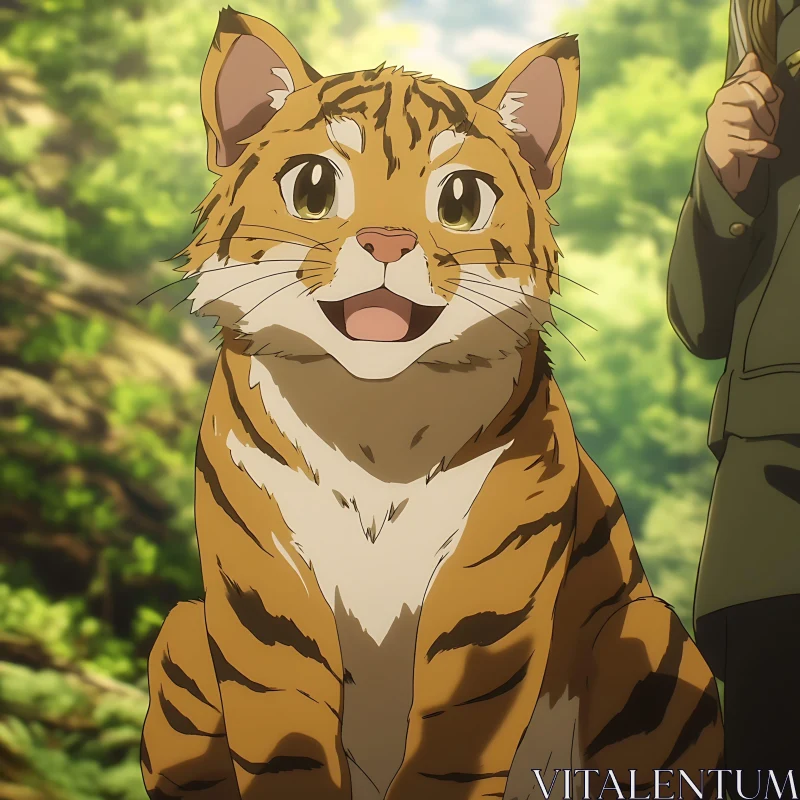 AI ART Happy Anime Tiger-Striped Cat