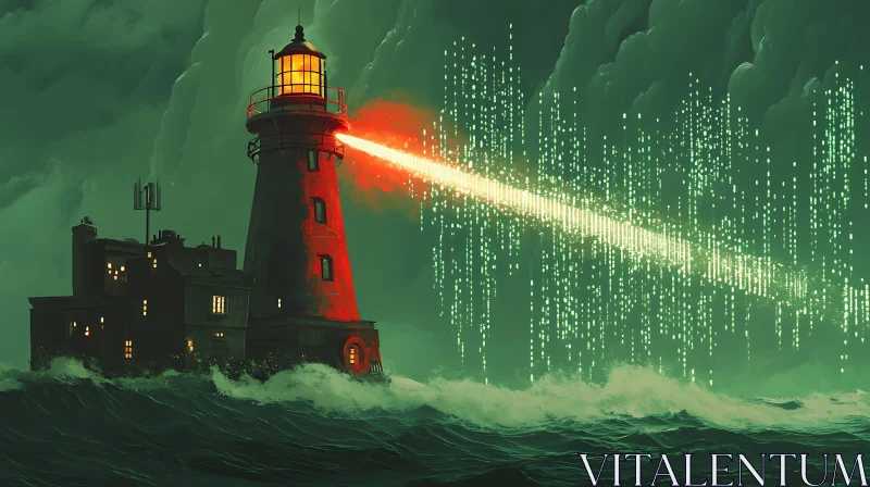 Beacon of Hope on Stormy Night AI Image