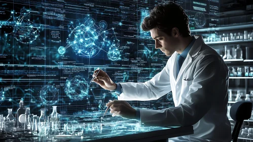 Scientist Analyzing Data In Modern Laboratory