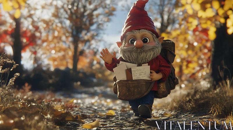 AI ART Forest Gnome Delivering Letters