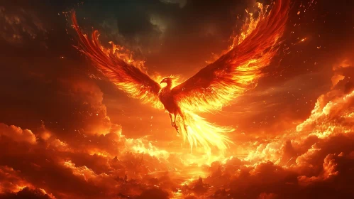 Phoenix Rising from Flames