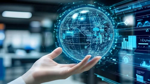 Digital Globe in Hand Data Visualization