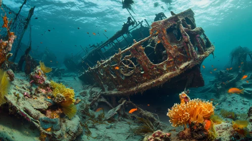 Marine Ecosystem Flourishes Around Sunken Ship