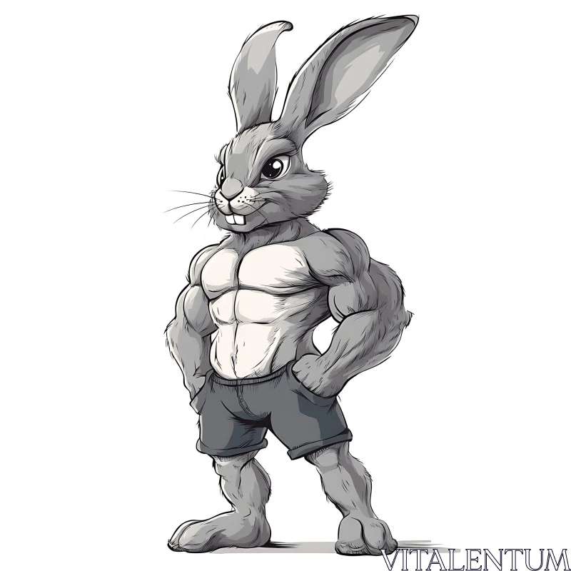 Strong Rabbit: A Cartoon Character AI Image