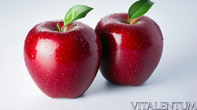 Pair of Red Apples with Water Droplets AI Image