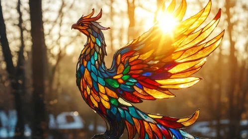 Phoenix in Sunlight: Stained Glass Art