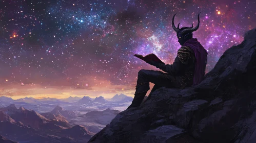 Mountain Reader with Horns