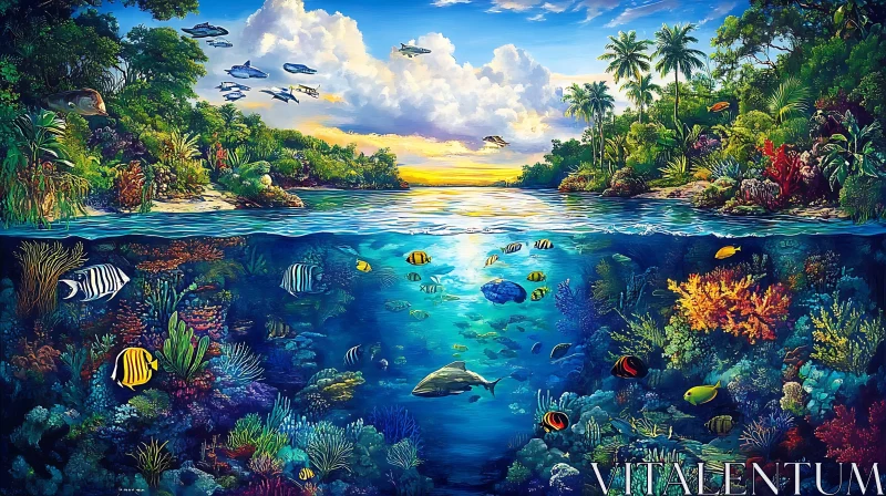 AI ART Underwater Paradise and Island View