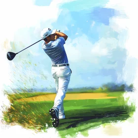 Energetic Golf Swing on a Sunlit Course , AI