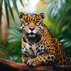 Resting Jaguar in Jungle