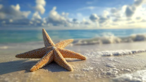 Seashore Starfish on Sandy Beach