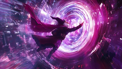 Soaring Wizard in Purple Portal
