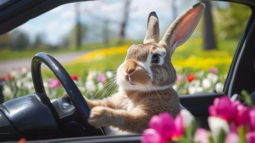 Bunny Behind the Wheel