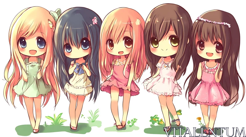 AI ART Charming Chibi Girls in Cute Outfits