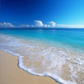 Seascape with Blue Sky and Sandy Beach
