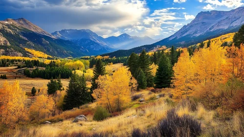 Mountains and Forest in Autumn Colors