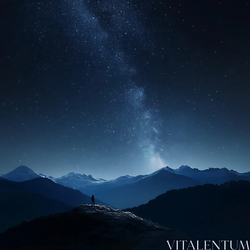 Milky Way Over Mountain Peaks AI Image