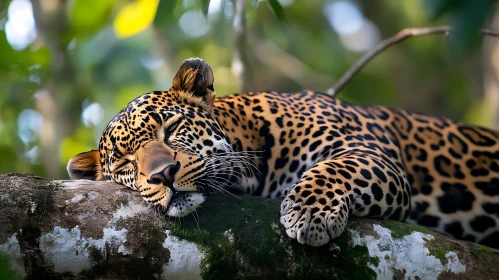 Leopard Sleeping on a Branch