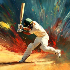 Dynamic Cricket Action in Artistic Colors AI Generated Picture