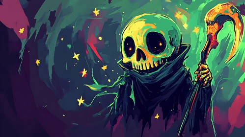 Whimsical Grim Reaper Art Print