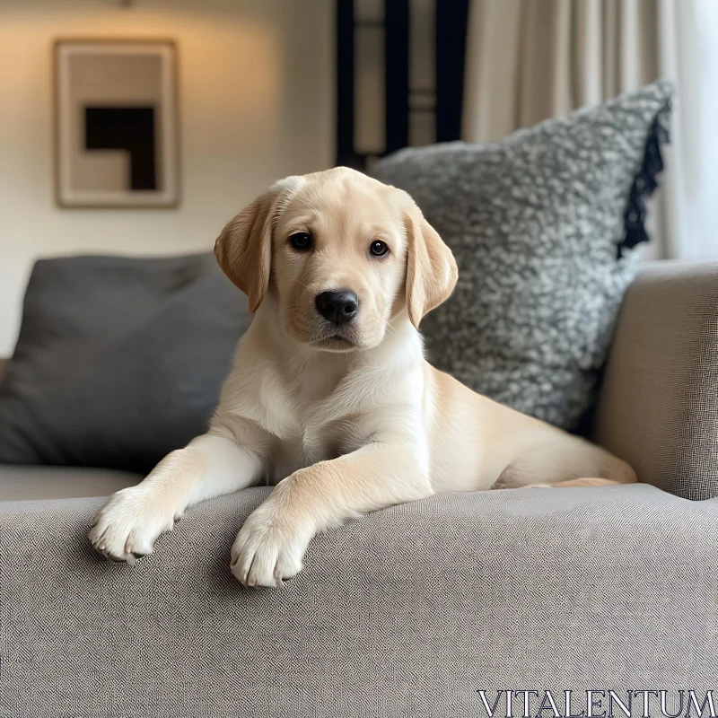 Golden Retriever Puppy Indoor Scene AI Image