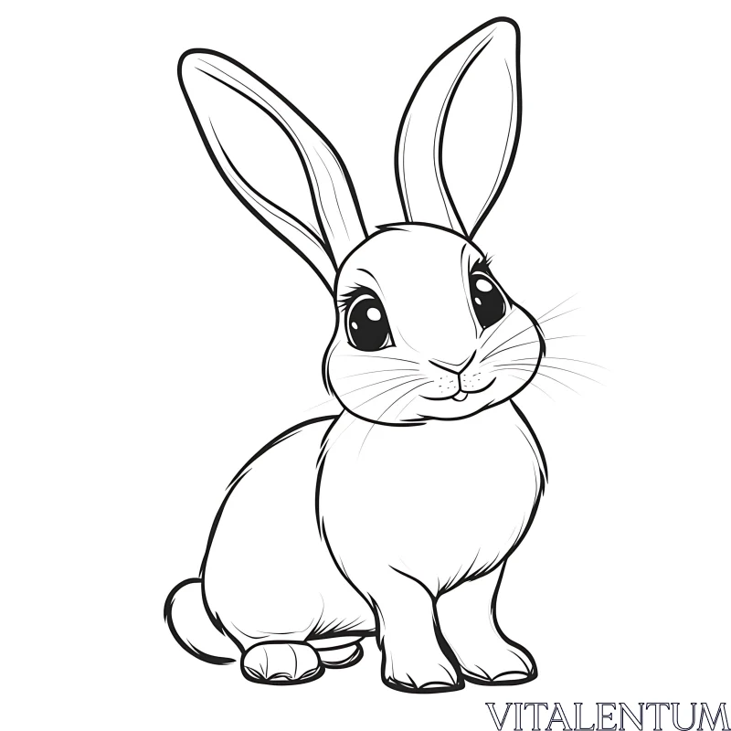 Monochrome Rabbit Drawing for Decoration AI Image