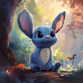 Enchanting Blue Cartoon Animal in Woods