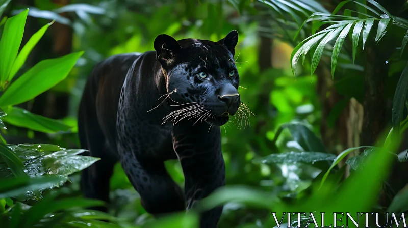 Panther Amongst Greenery AI Image